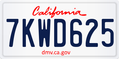 CA license plate 7KWD625