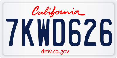 CA license plate 7KWD626