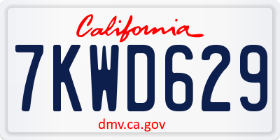 CA license plate 7KWD629