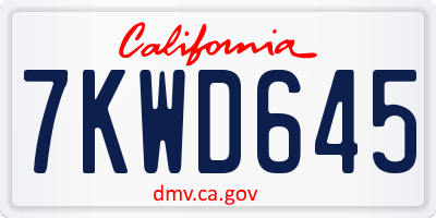 CA license plate 7KWD645