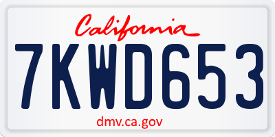 CA license plate 7KWD653