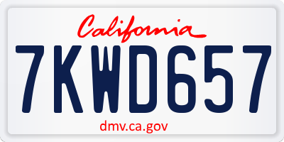 CA license plate 7KWD657