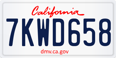 CA license plate 7KWD658