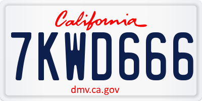 CA license plate 7KWD666