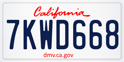 CA license plate 7KWD668