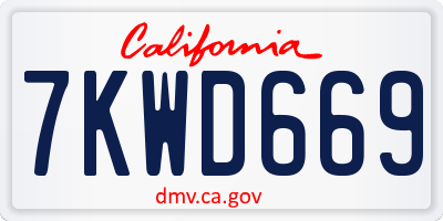 CA license plate 7KWD669