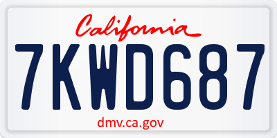 CA license plate 7KWD687