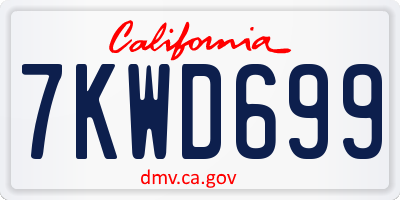 CA license plate 7KWD699