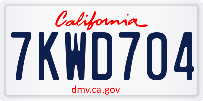CA license plate 7KWD704