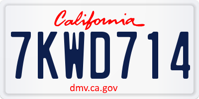 CA license plate 7KWD714
