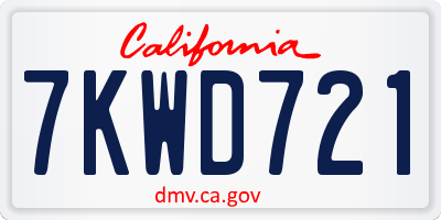 CA license plate 7KWD721