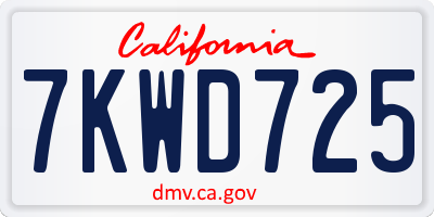 CA license plate 7KWD725