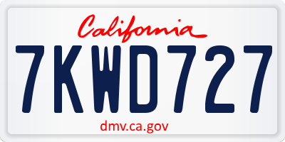 CA license plate 7KWD727