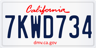 CA license plate 7KWD734