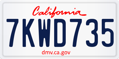 CA license plate 7KWD735