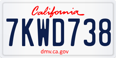 CA license plate 7KWD738