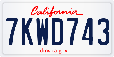 CA license plate 7KWD743