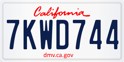 CA license plate 7KWD744