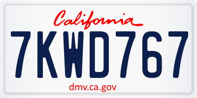 CA license plate 7KWD767