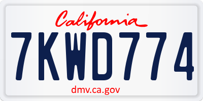 CA license plate 7KWD774