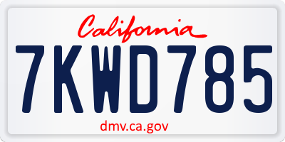 CA license plate 7KWD785