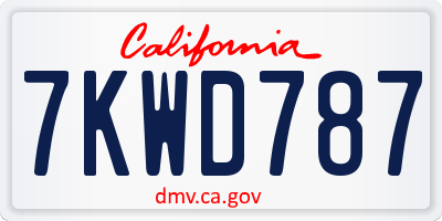 CA license plate 7KWD787