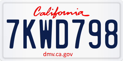 CA license plate 7KWD798