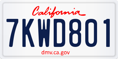CA license plate 7KWD801