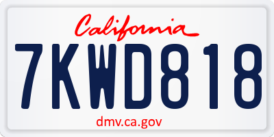 CA license plate 7KWD818