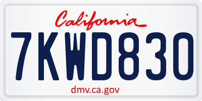CA license plate 7KWD830