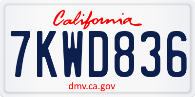 CA license plate 7KWD836