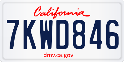 CA license plate 7KWD846