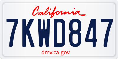 CA license plate 7KWD847