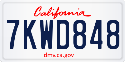 CA license plate 7KWD848