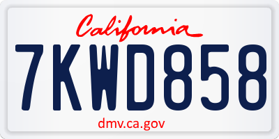 CA license plate 7KWD858