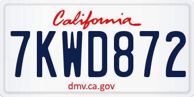 CA license plate 7KWD872