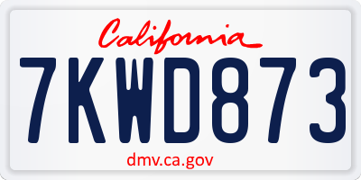 CA license plate 7KWD873