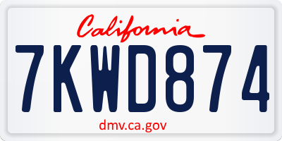 CA license plate 7KWD874