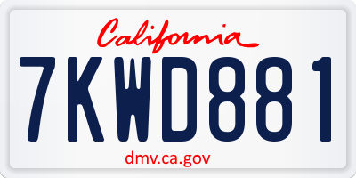 CA license plate 7KWD881