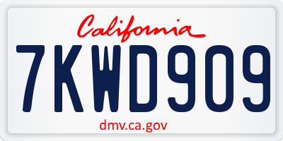 CA license plate 7KWD909
