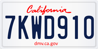 CA license plate 7KWD910
