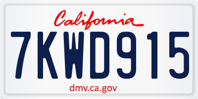 CA license plate 7KWD915