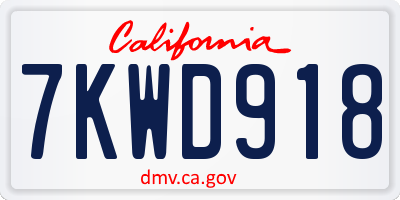 CA license plate 7KWD918