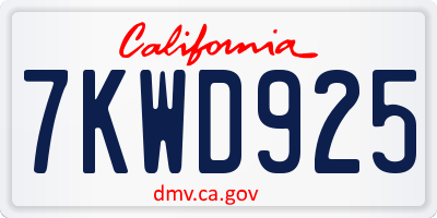CA license plate 7KWD925