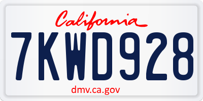 CA license plate 7KWD928