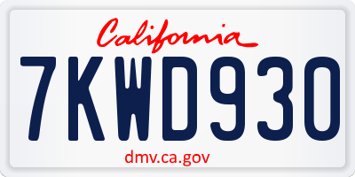 CA license plate 7KWD930