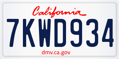 CA license plate 7KWD934