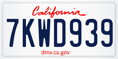 CA license plate 7KWD939