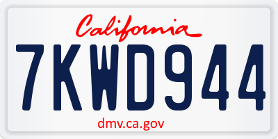 CA license plate 7KWD944