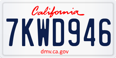 CA license plate 7KWD946